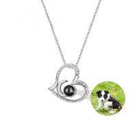 ZqlDDayUP Collana foto personalizzata con immagine all'interno ti amo alla luna e collana indietro 925 argento sterlina amore cuore ciondolo collane gioielli regali per le donne mamma moglie