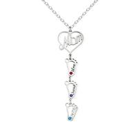 ZqlDDayUP Collana personalizzata per la mamma con 1-6 nomi e pietra di nascita Ciondolo inciso su misura a forma di cuore Collana personalizzata per la festa della mamma Regalo per le donne