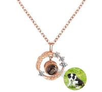 ZqlDDayUP Picture Collana Personalizzata Foto Proiezione Pendente con Immagine Dentro Ti amo in 100 Lingue Rotondo Pendente Della Piuma Collana Creativa Proiezione Gioielli Regalo per Le Donne