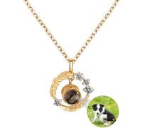 ZqlDDayUP Picture Collana Personalizzata Foto Proiezione Pendente con Immagine Dentro Ti amo in 100 Lingue Rotondo Pendente Della Piuma Collana Creativa Proiezione Gioielli Regalo per Le Donne