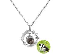ZqlDDayUP Picture Collana Personalizzata Foto Proiezione Pendente con Immagine Dentro Ti amo in 100 Lingue Rotondo Pendente Della Piuma Collana Creativa Proiezione Gioielli Regalo per Le Donne