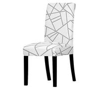 ZQMHCY Copri Sedie Sala da Pranzo 4 Pezzi Bianco Grigio Argento Coprisedia Elasticizzati con Schienale Lavabile Estraibile Spandex Coprisedie Resistente Moderna Copri sedie Soggiorno