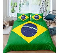 ZQMHCY Copripiumino una Piazza e Mezza Brasile Verde Giallo Bedding Set Microfibra Antirughe Morbido e Confortevole Reversibile Set 3 pezzi, 1 Copripiumino(200x200cm) con Cernier e 2 Federe(50x75cm)