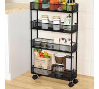 ZQMKQCEK Carrello multiuso su ruote for generi alimentari, ingombro ridotto, con pulegge universali, grande capacità di stoccaggio, carico stabile, disponibile in una varietà di stili e colori(Black,4