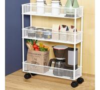ZQMKQCEK Carrello multiuso su ruote for generi alimentari, ingombro ridotto, con pulegge universali, grande capacità di stoccaggio, carico stabile, disponibile in una varietà di stili e colori(White,3