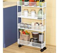ZQMKQCEK Carrello multiuso su ruote for generi alimentari, ingombro ridotto, con pulegge universali, grande capacità di stoccaggio, carico stabile, disponibile in una varietà di stili e colori(White,4