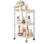 ZQMKQCEK Carrello portaoggetti con rotelle a 3 livelli Carrello portaoggetti con 4 ruote, Carrello for estetista con gancio for cucina domestica Salone di bellezza SPA Ufficio commerciale(No Drawer)
