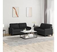 ZQQLVOO 2 PEZZI Divano con Cuscino Nero Ecopelle Arredo Imbottito Durevole per Soggiorno dal Design Moderno e Struttura Robusta