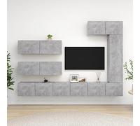 ZQQLVOO 7-TLG. Set di mobili per TV, grigio cemento, in legno