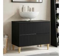 ZQQLVOO ARNHEM - Mobile per lavabo in legno, 82 x 41 x 59 cm, colore: nero | Dimensioni compatte, materiale in legno resistente all'umidità, più scomparti, cassetti e porte, facile manutenzione