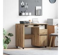 ZQQLVOO Artisan-Oak Scrivania per computer con cassetto e ruote, compatta e moderna per casa ufficio, scrivania in legno composito, superficie di lavoro robusta e pratico design mobile