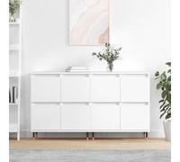 ZQQLVOO Credenza classica, 2 pezzi, in legno bianco dal design senza tempo, armadio durevole per un'organizzazione ottimale e una superficie di presentazione stabile