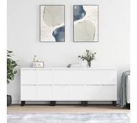 ZQQLVOO Credenza classica, 3 pezzi, in legno bianco dal design senza tempo e superficie liscia, soluzione di conservazione durevole con molto spazio per una casa organizzata