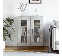 ZQQLVOO Credenza grigio cemento, 69,5 x 34 x 90 cm, in legno con gambe in ferro e supporto da parete, design senza tempo per molto spazio, conservazione stabile e presentazione decorativa