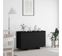 ZQQLVOO Credenza moderna in legno di alta qualità, colore nero, con 4 scomparti e 3 ripiani regolabili, per sala da pranzo e soggiorno, con supporto da parete