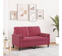 ZQQLVOO Divano a 2 posti, 120 cm, in velluto rosso vino, con cuscino decorativo, comodo divano da soggiorno con struttura in metallo e rivestimenti rimovibili per il relax