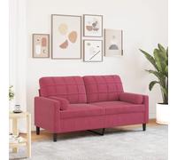 ZQQLVOO Divano a 2 posti, 140 cm, in velluto rosso vino, con cuscino decorativo, comodo divano da soggiorno con struttura in metallo e rivestimenti rimovibili per il relax