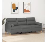 ZQQLVOO Divano a 3 posti con cuscino decorativo, colore grigio scuro, 180 cm, tessuto dal design moderno, rivestimento sfoderabile, robusta struttura in metallo, comoda imbottitura, durevole