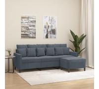 ZQQLVOO Divano a 3 posti con sgabello, grigio scuro, 180 cm, in velluto, comodo divano imbottito con struttura robusta e poggiapiedi versatile per il tuo soggiorno