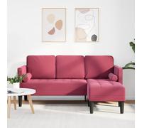 ZQQLVOO Divano chaise longue a forma di L, 160 cm, in velluto, 3 posti, con chaise longue regolabile e cuscino trapuntato per il massimo comfort di seduta, colore rosso vinaccia