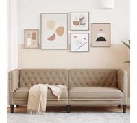 ZQQLVOO Divano Chesterfield a 3 posti, cappuccino, in ecopelle, con cuciture a bottoni e sedute imbottite per un comfort elegante e un ambiente domestico elegante