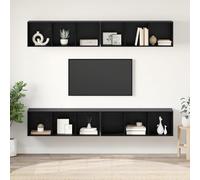 ZQQLVOO Mobile da parete per TV, 4 pezzi, in rovere nero, 37 x 37 x 107,5 cm