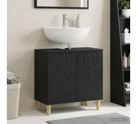 ZQQLVOO Mobile per lavandino Delft, nero, 59,5 x 31,5 x 59 cm, in legno | Porta reversibile, resistente all'umidità, più scomparti, design moderno, salvaspazio