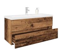 ZQQLVOO Mobile sottolavabo con lavabo da incasso e rubinetto, armadietto da bagno con cassetto e funzione troppopieno per montaggio a parete, soluzione portaoggetti in robusto legno