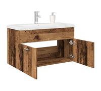 ZQQLVOO Mobile sottolavabo con lavabo da incasso e rubinetto | materiale in legno, superficie liscia, resistente all'umidità, un cassetto, montaggio a parete, funzione troppopieno, caldo e