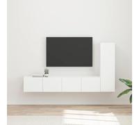 ZQQLVOO Mobile TV a parete, bianco, 3 pezzi, in legno, design moderno con linee pulite, salvaspazio per elettronica e decorazione, facile da montare per due