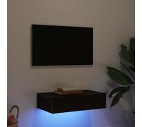 ZQQLVOO Mobile TV con luci a LED, in rovere nero, con cassetti, 60 x 35 x 15,5 cm