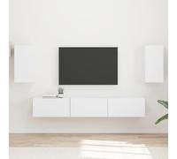 ZQQLVOO Moderno set di mobili per TV da parete, 5 pezzi, in legno bianco, con due armadi da parete e tre mobili TV per una spaziosa conservazione di dispositivi, DVD e console.