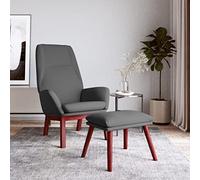 ZQQLVOO Poltrona relax con sgabello, in tessuto grigio scuro, poltrona da lettura per interni e soggiorno