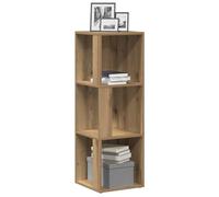 ZQQLVOO Scaffale angolare in rovere Artisan, 33 x 33 x 100 cm, scaffale angolare con supporto da parete, spazio per libri e dispositivi multimediali, design salvaspazio per soggiorno
