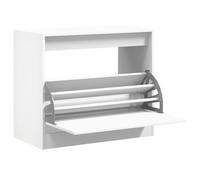 ZQQLVOO Scarpiera bianca 80 x 42 x 69 cm in legno con 3 scomparti | 1 sportello con 3 scomparti, ripiano stabile, resistente all'umidità, con supporto da parete, design compatto