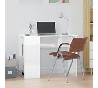 ZQQLVOO Scrivania moderna e sottile, colore bianco lucido, 100 x 55 x 75 cm, in legno con 2 scomparti, design minimalista, postazione di lavoro per ufficio
