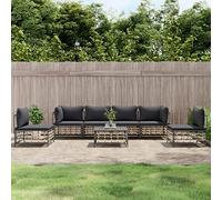 ZQQLVOO Set da giardino con cuscino, antracite, in polyrattan, 7 pezzi