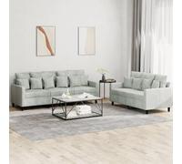 ZQQLVOO Set di 2 divani con cuscini in velluto grigio chiaro, set divano in morbido velluto con struttura robusta per soggiorno, comoda imbottitura per un comfort di seduta ottimale ed elegante