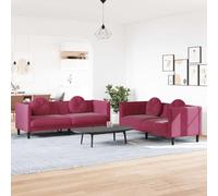 ZQQLVOO Set di 2 divani in velluto rosso vinaccia, con cuscini rotondi, comoda imbottitura e gambe di supporto stabili per un design moderno per il soggiorno