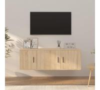 ZQQLVOO Set di 2 mobili TV a parete in legno di quercia Sonoma, con molto spazio per riviste e DVD, pratiche ante proteggono dalla polvere, facili da pulire, alla moda