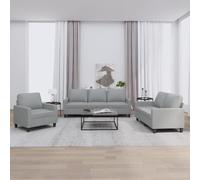 ZQQLVOO Set di 3 divani con cuscini in tessuto grigio chiaro, comodo set di mobili imbottiti per soggiorno, resistente e stabile, dal design moderno, robusto telaio in compensato