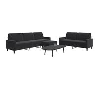 ZQQLVOO Set di 3 divani con cuscino in velluto nero, struttura in metallo e sedute imbottite, include un versatile poggiapiedi come seduta