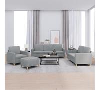 ZQQLVOO Set di 4 divani con cuscini in tessuto grigio chiaro, comoda imbottitura e sgabello versatile per soggiorno, set di sedute di lunga durata con struttura robusta per il relax