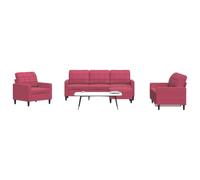 ZQQLVOO Set di 4 divani con cuscini in velluto rosso vino, comodo set di mobili con struttura in metallo e poggiapiedi per soggiorno, elegante set di cuscini per il relax