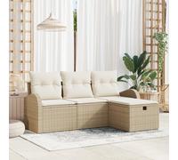 ZQQLVOO Set di 4 divani da giardino con cuscini beige, in polyrattan, mobili angolari per esterni, questo divano angolare resistente alle intemperie in robusto rattan sintetico trasforma terrazze e
