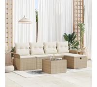 ZQQLVOO Set di 6 divani da giardino con cuscini beige, in polyrattan, mobili da esterni resistenti alle intemperie, con spazio e comodità. Questo set da 6 divani da giardino in polyrattan beige offre