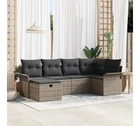 ZQQLVOO Set di 6 divani da giardino con cuscini grigio scuro in polyrattan, design modulare per una configurazione personalizzata, resistenti alle intemperie e durevoli, per terrazze e balconi