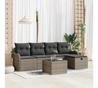 ZQQLVOO Set di 6 divani da giardino con cuscini, in polyrattan grigio, divano angolare modulare per balcone, giardino d'inverno, terrazza, set di mobili da esterni resistenti alle intemperie con