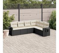 ZQQLVOO Set di 6 divani da giardino in polyrattan nero | Design modulare, federe rimovibili e lavabili, ripiani pieghevoli con molle a gas, resistenti alle intemperie