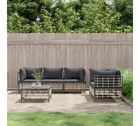 ZQQLVOO Set di 6 lounge da giardino con cuscino, colore antracite, in polyrattan " for for
